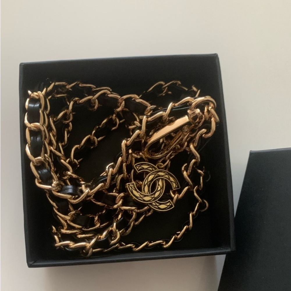 Chanel Black and Gold Crossbody Phone Accessory